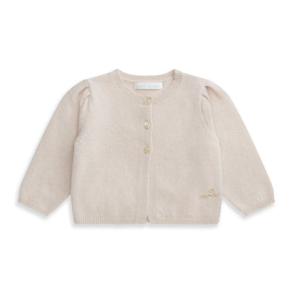 Cashmere Lurex Cardigan In Blush