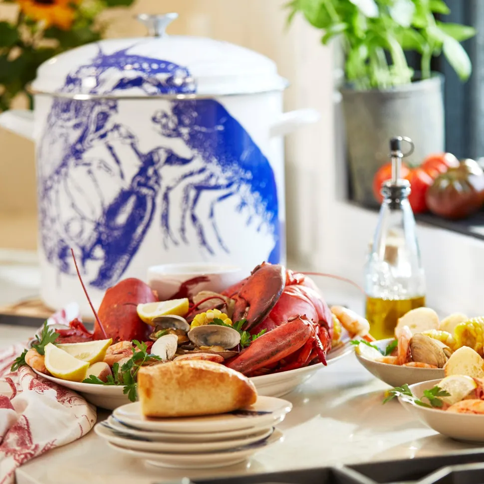 Caskata® 16 Qt. Enamel on Steel Stockpot with Cover in White
