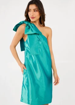 Cassie Dress in Teal Dupioni