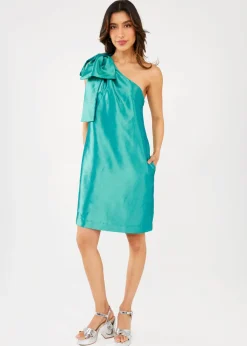 Cassie Dress in Teal Dupioni