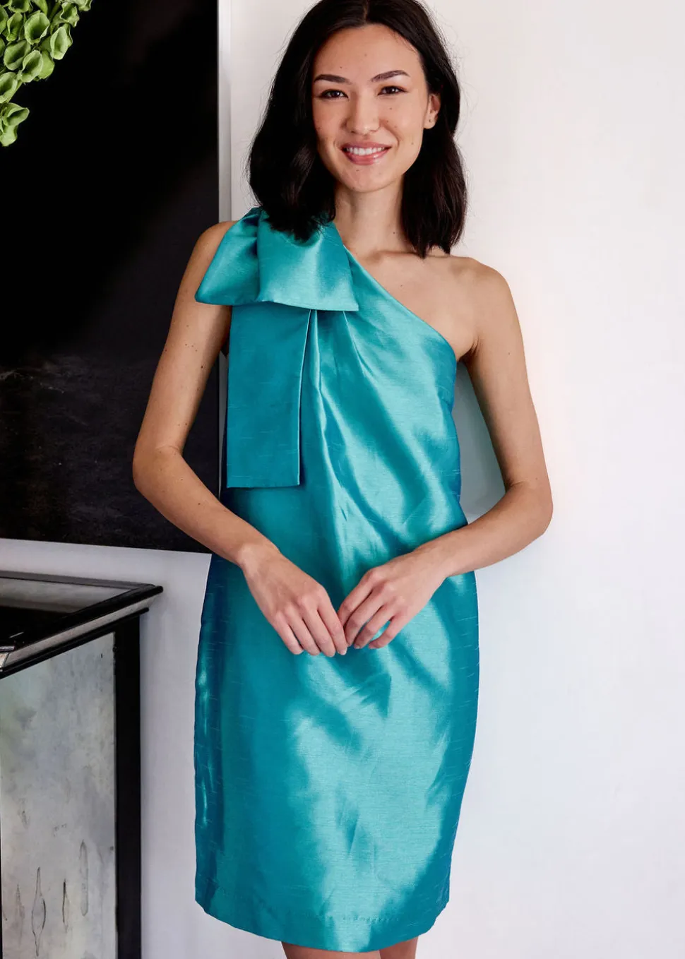 Cassie Dress in Teal Dupioni