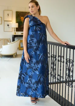 Cassie Gown in Royal Blue Pansy Vine Organza
