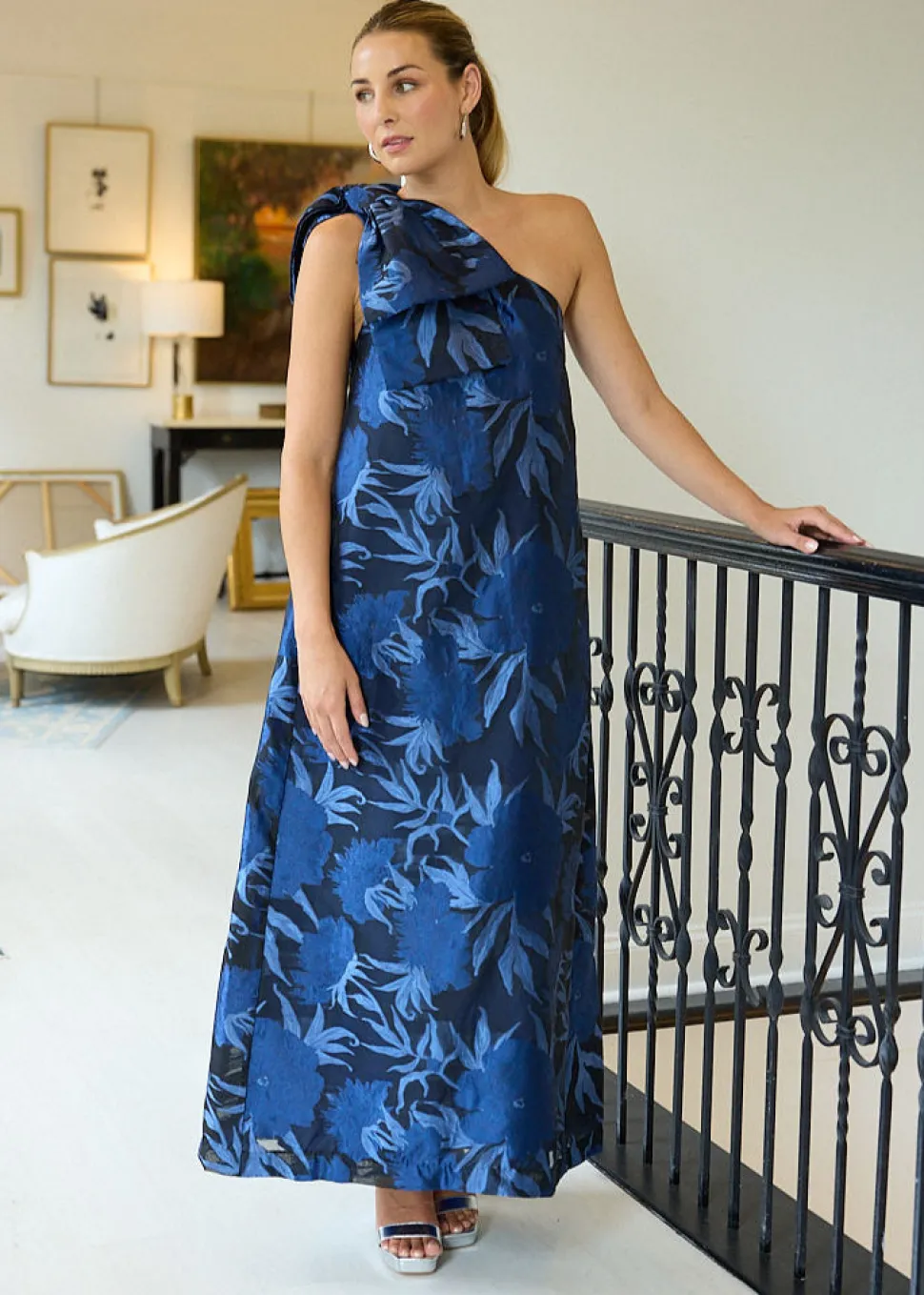 Cassie Gown in Royal Blue Pansy Vine Organza