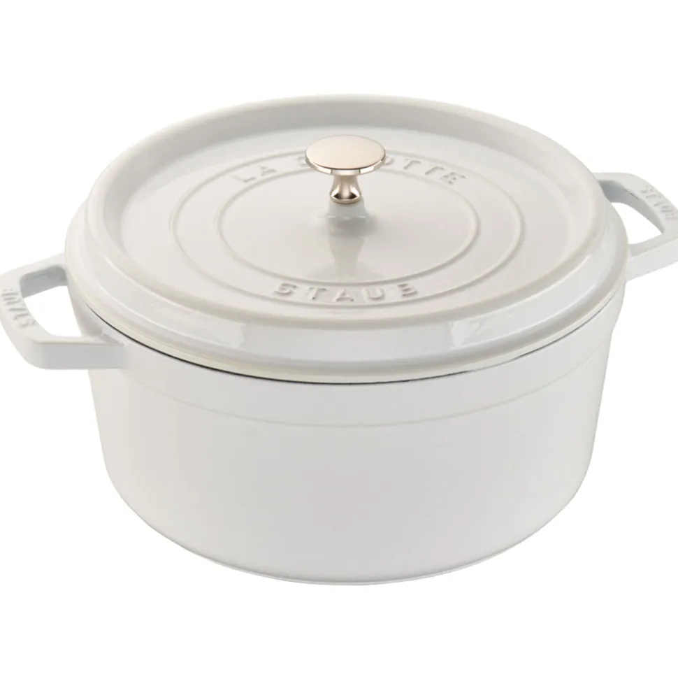 Cast Iron Round Cocotte, Dutch Oven, 5.5-quart, serves 5-6, Made in France, White