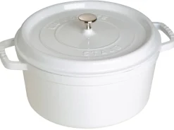 Cast Iron Round Cocotte, Dutch Oven, 7-quart, serves 7-8, Made in France, White