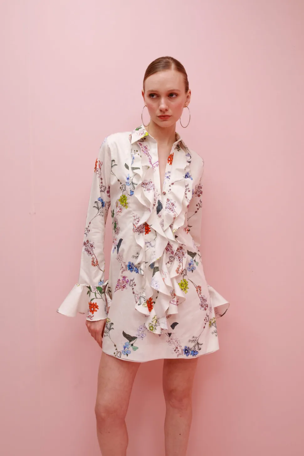 Cate Cotton Flowers Mini Dress