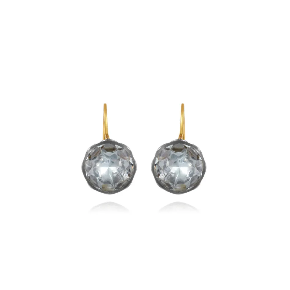 Catherine Button Earrings in White