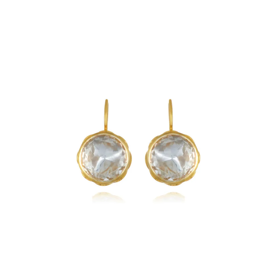 Catherine Button Earrings in White