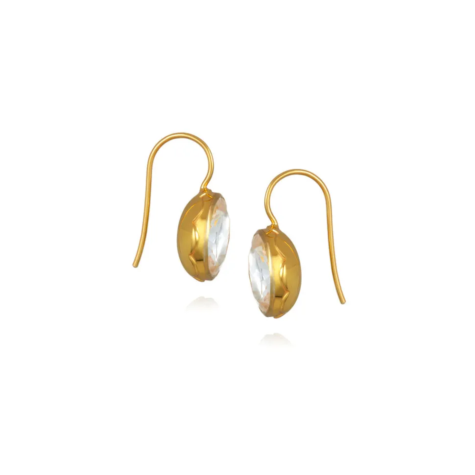 Catherine Button Earrings in White