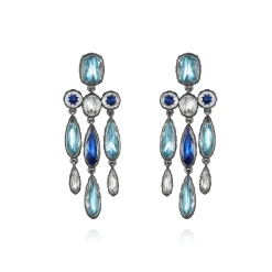 Catherine Long Girandole Earrings in Multi-Blue