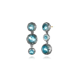Catherine Round 3-Drop Earrings in Sky