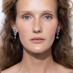 Catherine Round 3-Drop Earrings in Sky