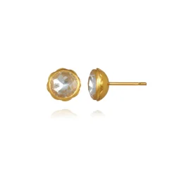 Catherine Round Stud Earrings in White