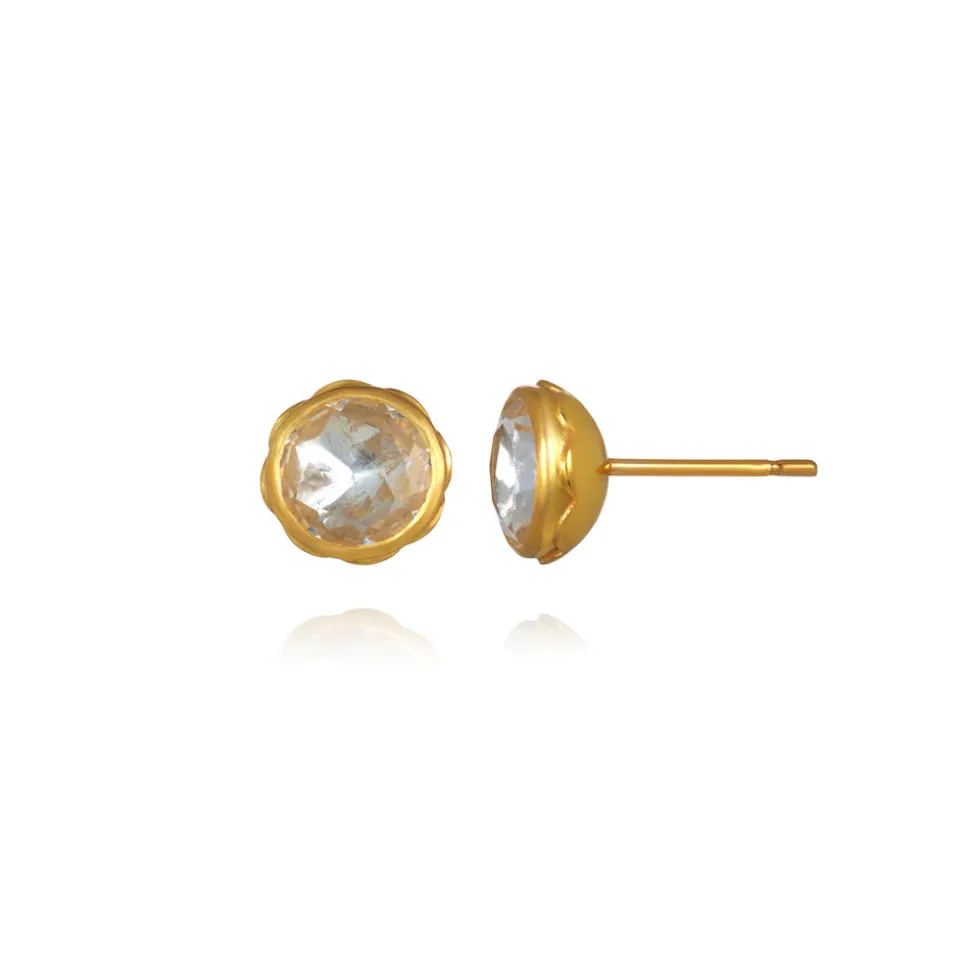 Catherine Round Stud Earrings in White