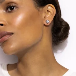 Catherine Round Stud Earrings in White