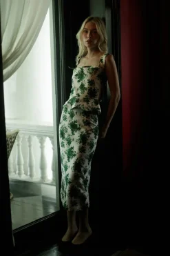 Celeste Skirt Cream & Green Floral