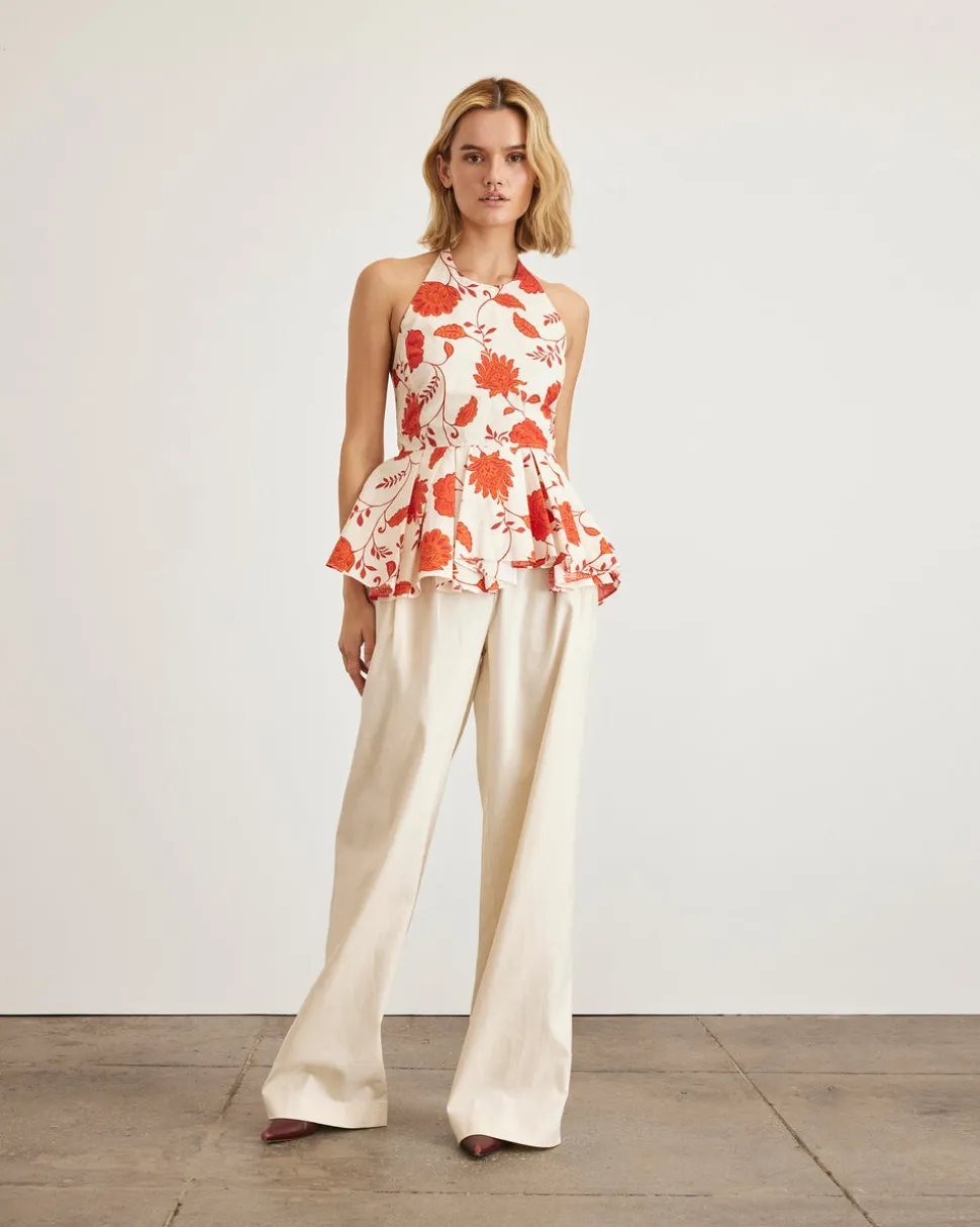 Celeste Top in Cream & Tomato