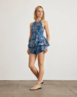 Celeste Top in French Blue & Cream