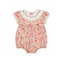 Celestine Red Floral Smocked Romper