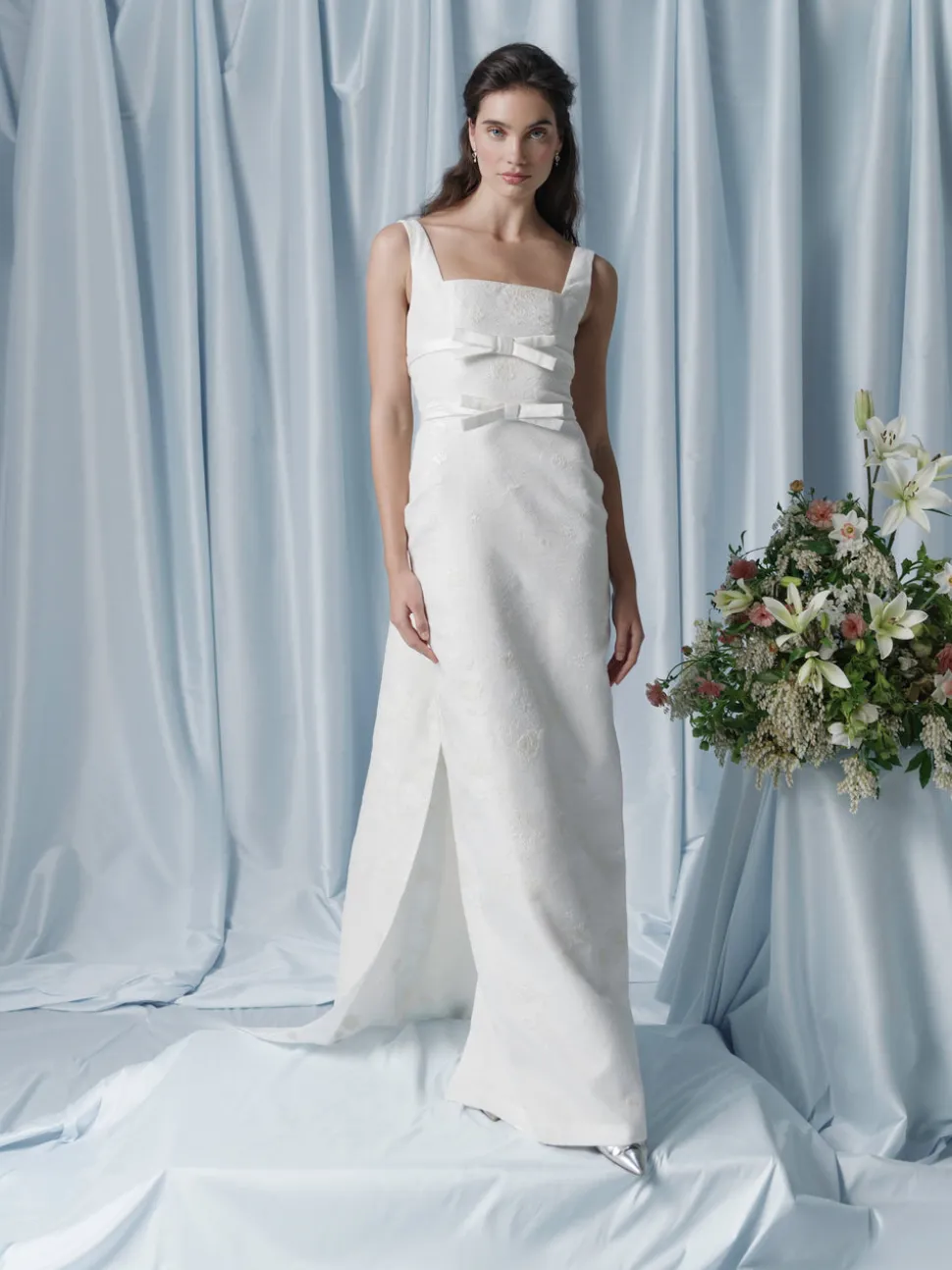 Celia Column Gown With Waist Train