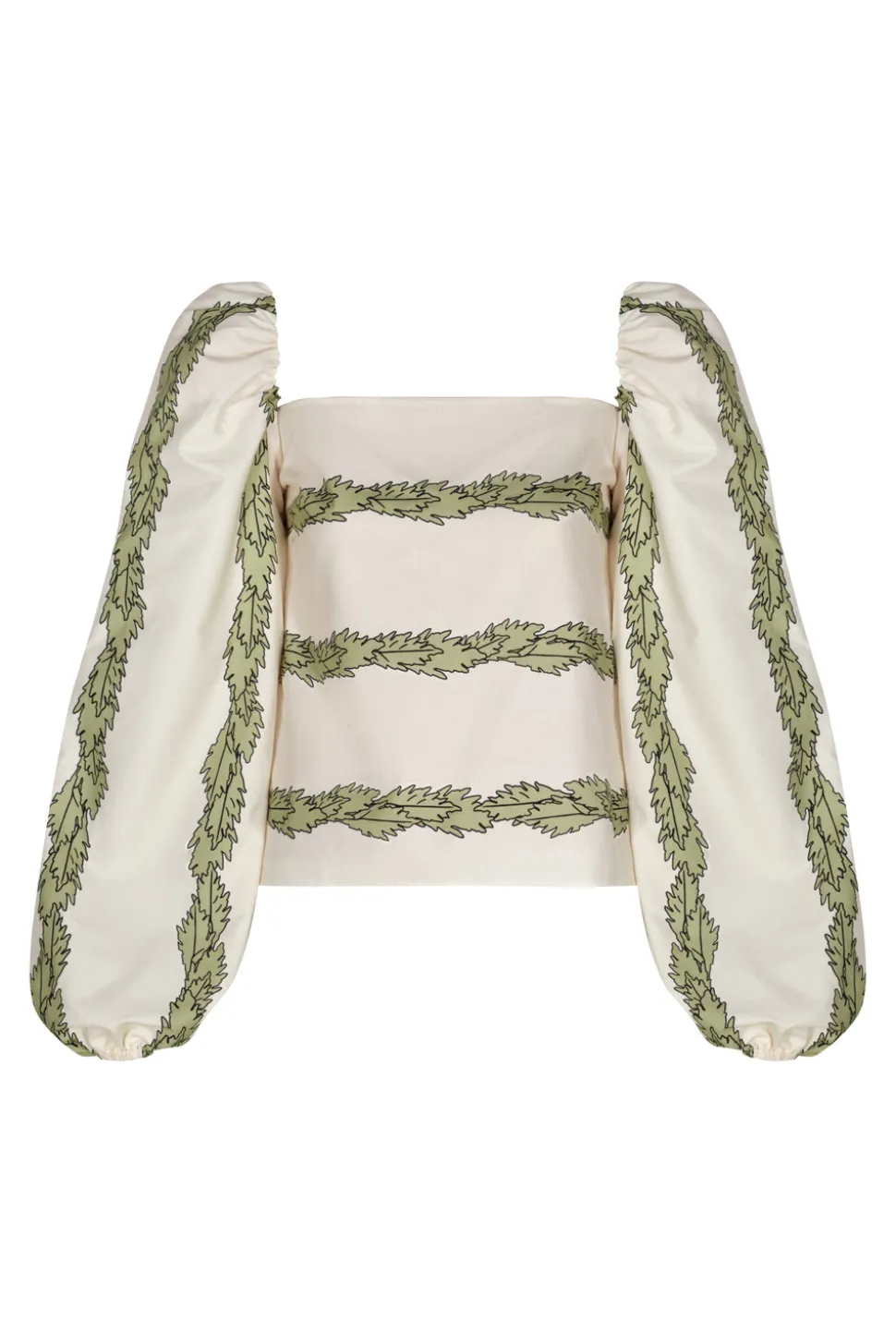 Celia Cotton Blouse in Ivory Striped Helechos