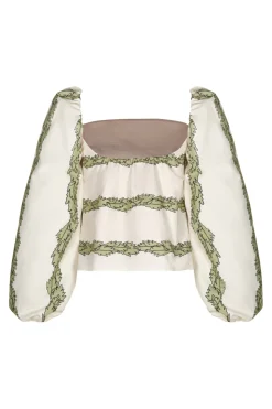 Celia Cotton Blouse in Ivory Striped Helechos