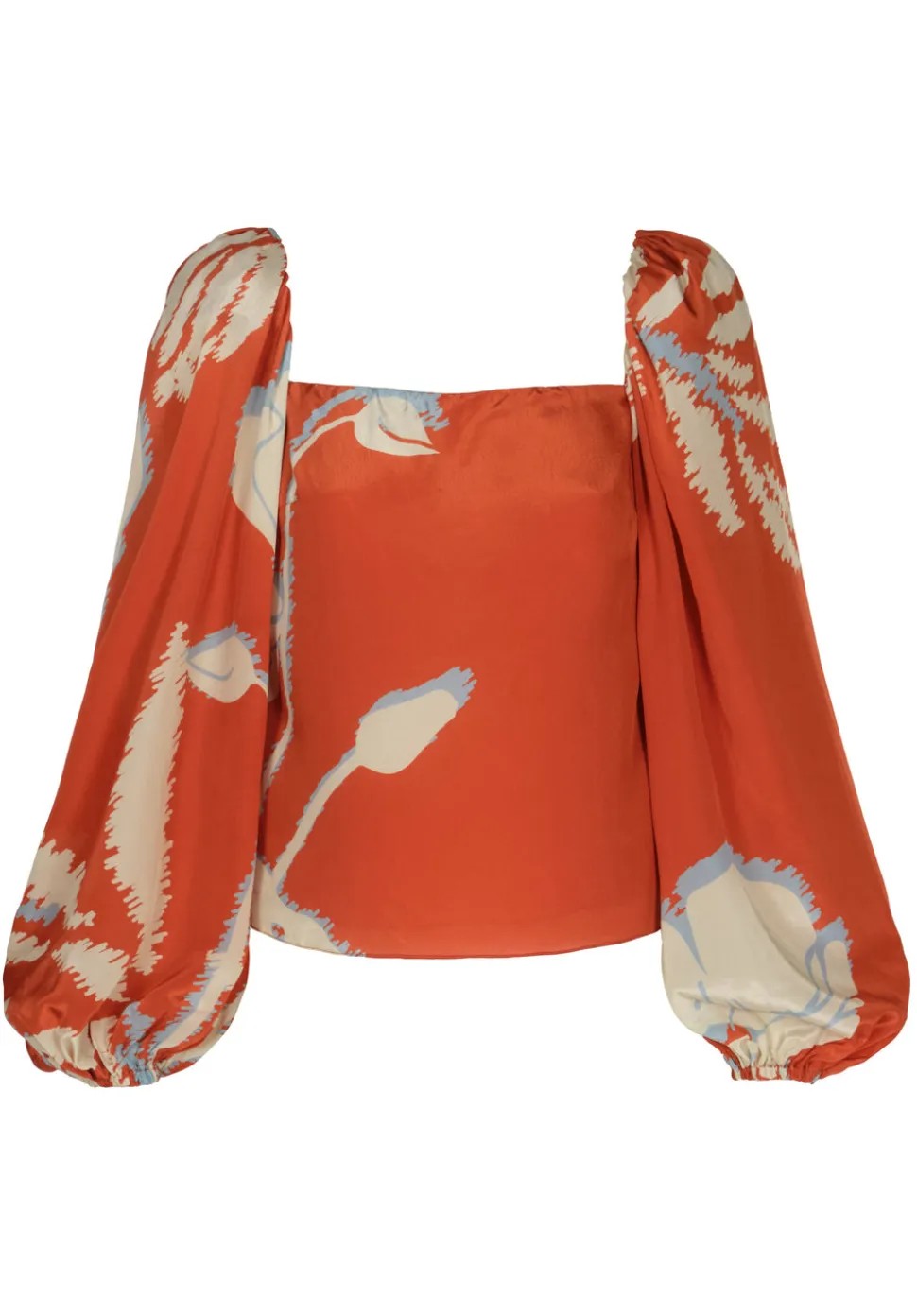 Celia Crepe Chine Blouse in Orange Gladiolos