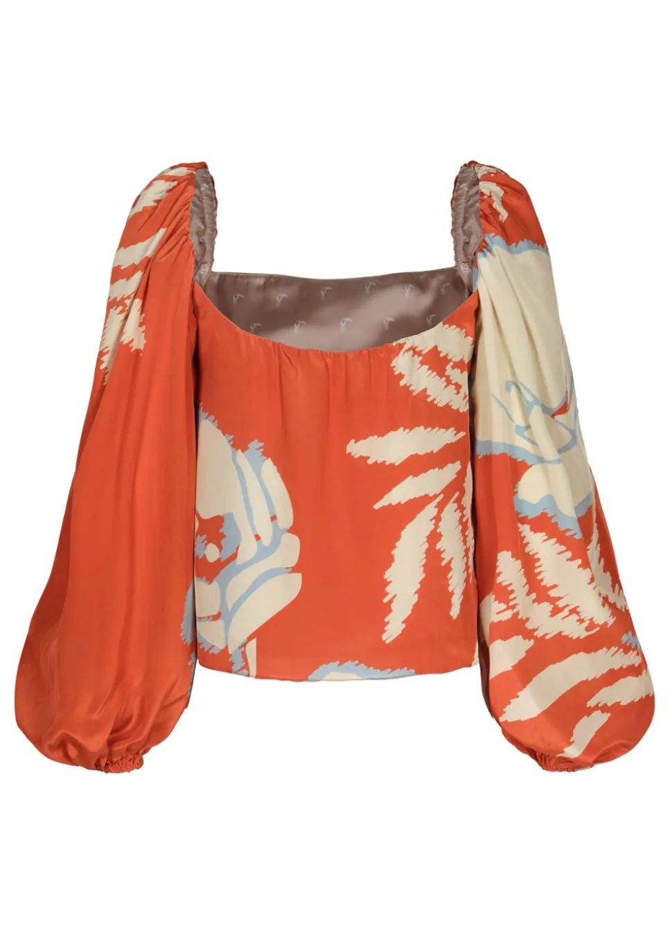 Celia Crepe Chine Blouse in Orange Gladiolos