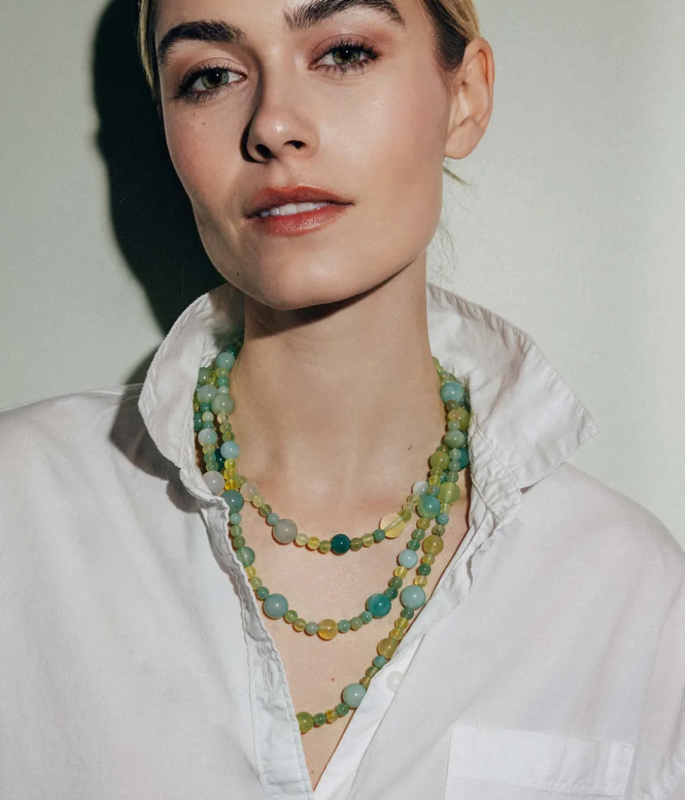 Celina Beaded Strand Necklace in Green