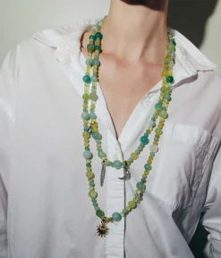 Celina Beaded Strand Necklace in Green