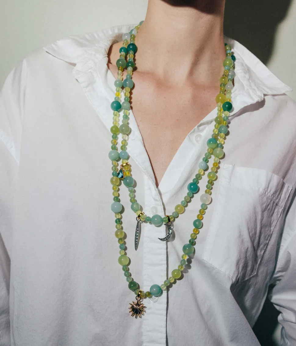 Celina Beaded Strand Necklace in Green