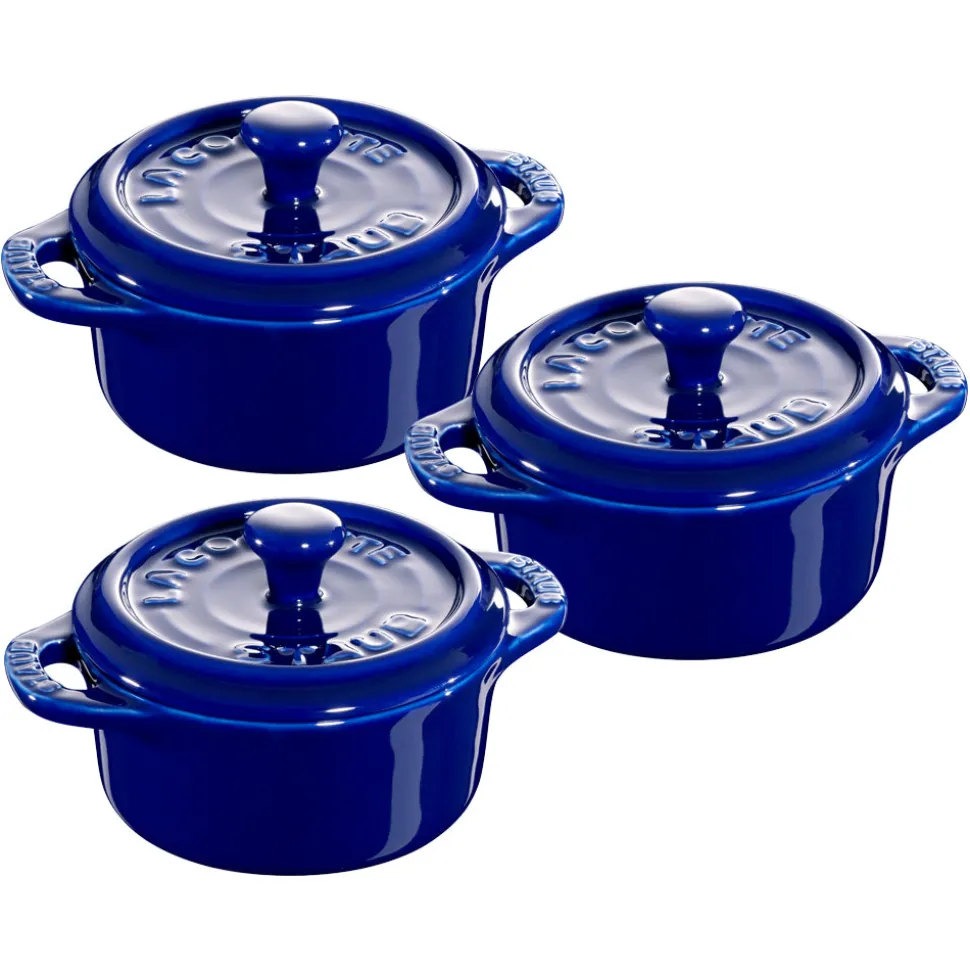 Ceramic Mini Round Cocotte Set, Set of 3