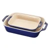 Ceramic 2-pc Rectangular Baking Dish Set in Dark Blue