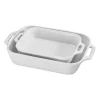 Ceramic 2-pc Rectangular Baking Dish Set in White
