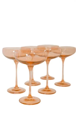 Champagne Coupe Stemware, Set of 6 Blush Pink