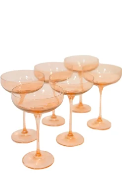 Champagne Coupe Stemware, Set of 6 Blush Pink