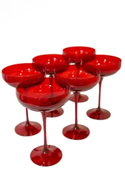 Champagne Coupe Stemware, Set of 6 Red