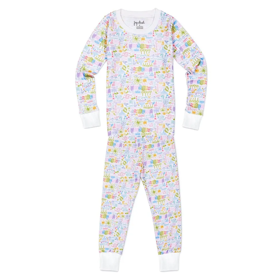 Charleston Two Piece Kids Pajamas in Rainbow Row Multi