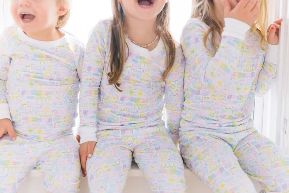 Charleston Two Piece Kids Pajamas in Rainbow Row Multi