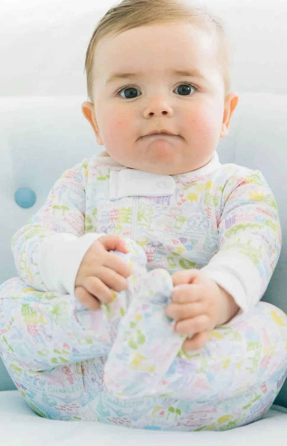 Charleston Zip Baby Onesie in Rainbow Row Multi