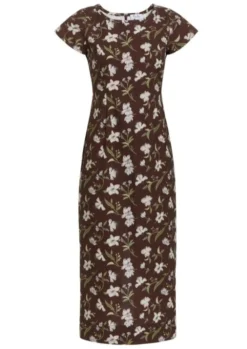 Charlie Dress in Brown Hibiscus