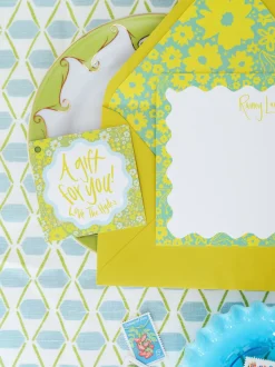 Chartreuse Ditsy Floral Stationery