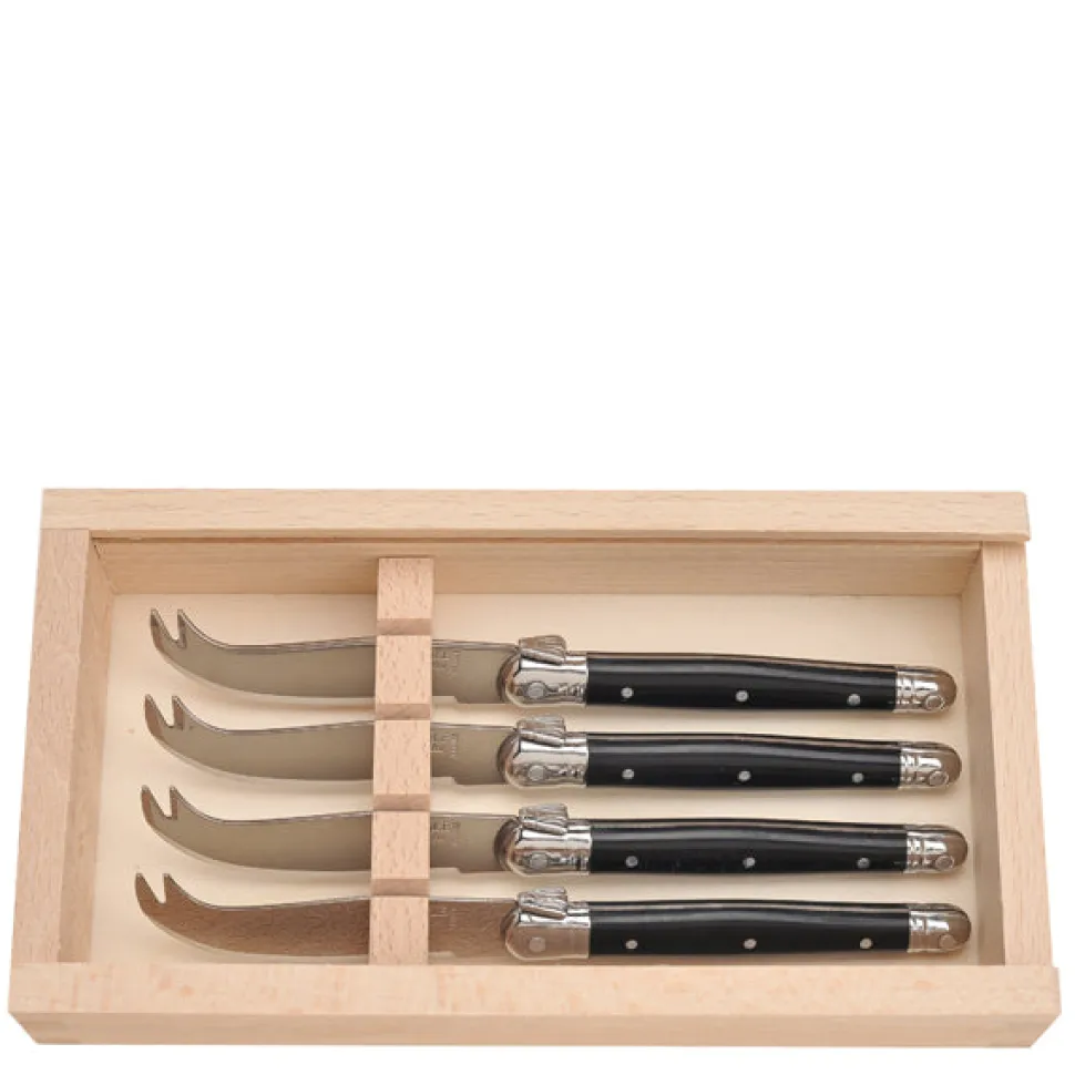 Cheese Knives in Box in Black, Set of 4