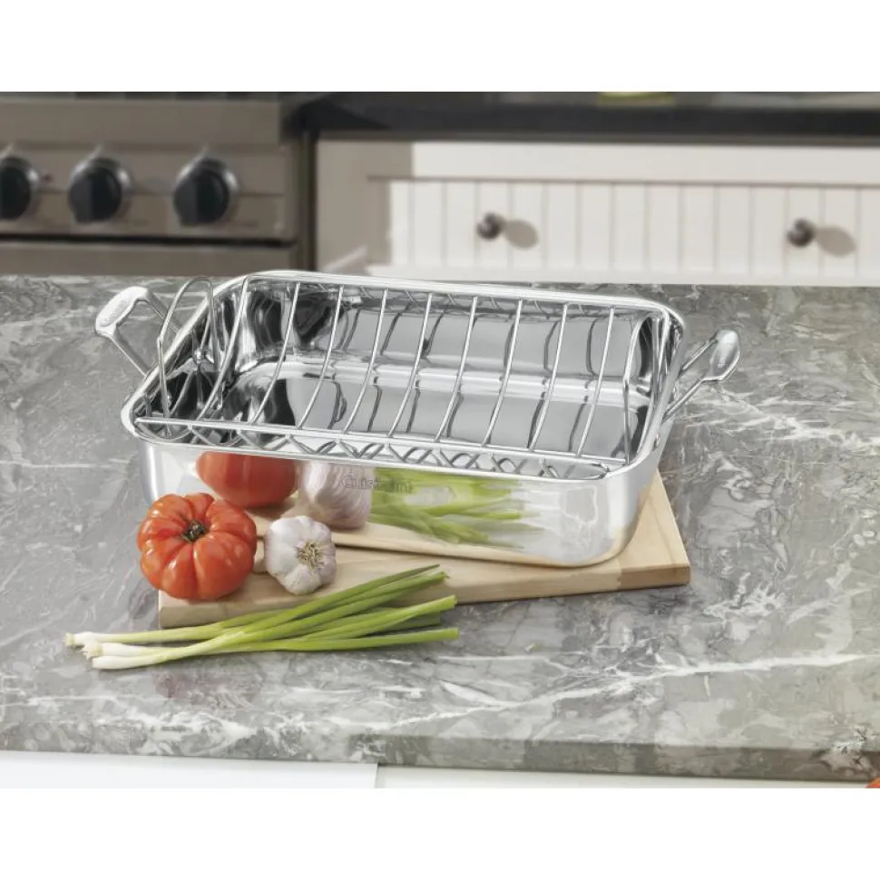 Chef's Classic® Stainless 16" Roasting Pan with Rack in Stainless Steel