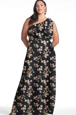 Chelsea Gown in Black Venetia Petal