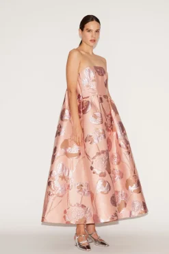 Cheryl Midi Dress Pink Jacquard