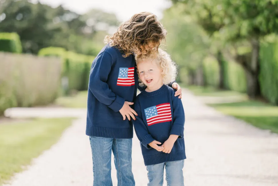 Children's American Flag Crewneck Sweater