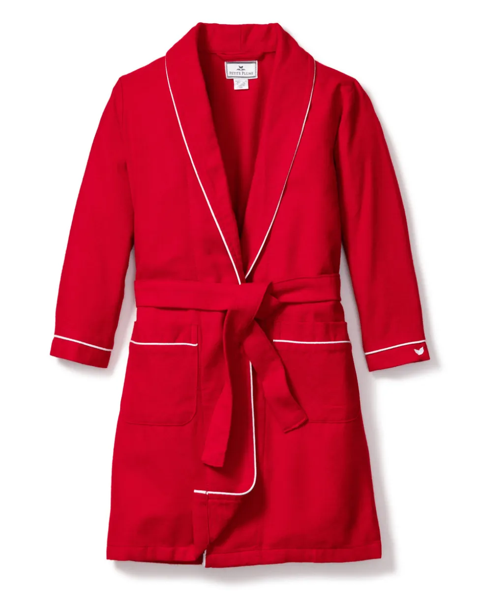 Children’s Red Flannel Robe with White Piping