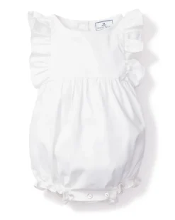 Children’s White Twill Ruffled Romper