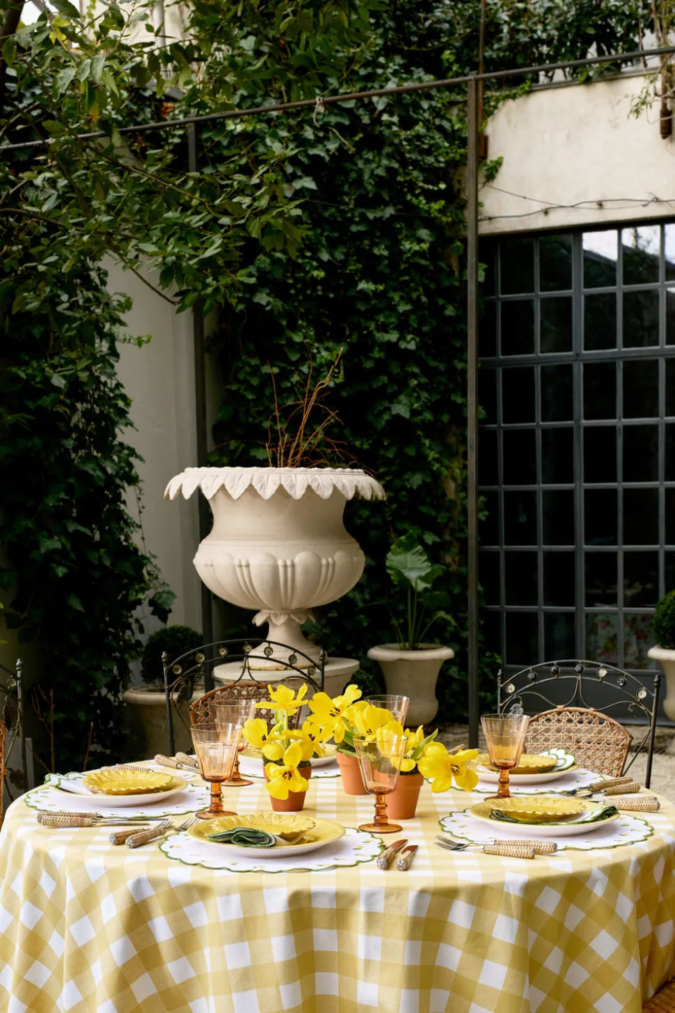 Chloe Gingham Tablecloth in Yellow
